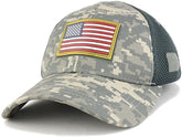 Armycrew USA Gold American 3D Flag Rubber Tactical Patch Low Crown Adjustable Mesh Cap