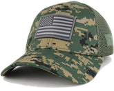Armycrew USA American Flag Black 2 Rubber Tactical Patch Low Crown Adjustable Mesh Cap