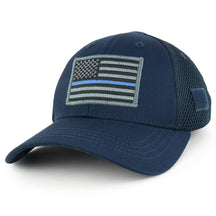 Armycrew US American Flag Thin Blue Line Embroidered Patch Low Crown Adjustable Tactical Mesh Cap
