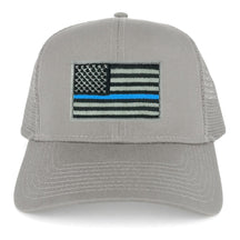 Armycrew USA American Flag Embroidered Patch Snapback Mesh Trucker Cap - Grey