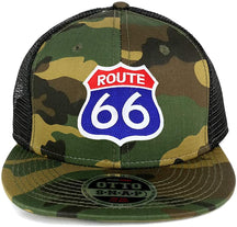 Armycrew Route 66 Blue Red Patch Camo Snapback Mesh Flatbill Baseball Cap