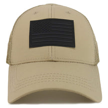 Armycrew US American Flag Black 3D Rubber Tactical Patch Trucker Mesh Back Cap