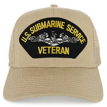 Armycrew US Submarine Service Veteran Embroidered Patch Snapback Mesh Trucker Cap - Black