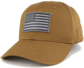 Armycrew USA Patriotic Black 2 American Flag Rubber Tactical Patch Adjustable Structured Operator Cap - ACU