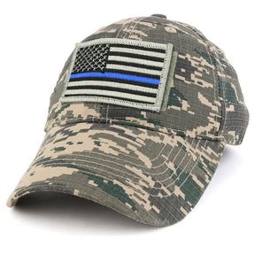 Armycrew USA Thin Blue Flag Tactical Patch Cotton Adjustable Baseball Cap