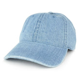 MEG Low Profile Unstructured Denim Garment Washed Baseball Cap (One Size, Light Blue)