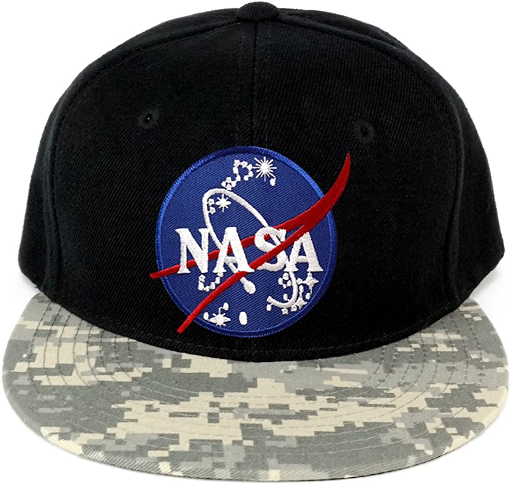 NASA Insignia Space Embroidered Iron on Patch Camo Flat Bill Snapback Cap