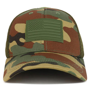Armycrew US American Flag Olive Rubber 3D Tactical Patch Air Mesh Flex Cap
