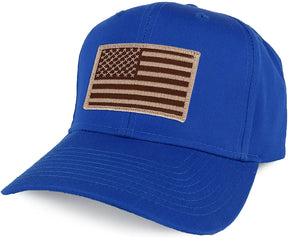 Armycrew XXL Oversize Desert USA American Flag Patch Solid Baseball Cap - Black