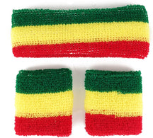 Rasta, Jamaican Colored Head and Wristband Combo 3 Piece Set - RGY