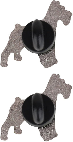 Armycrew Metallic Schnauzer Dog Badge Lapel Pins 2 Pack Set - SCHNAUZER