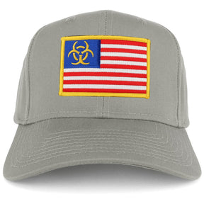 Biohazard Yellow American Flag Embroidered Iron on Patch Adjustable Baseball Cap