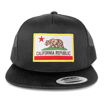 Flexfit 5 Panel California Republic Embroidered Patch Snapback Mesh Trucker Cap