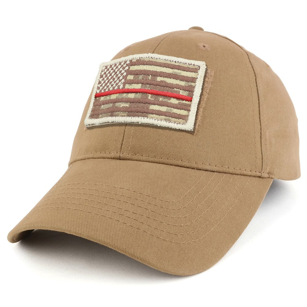 Armycrew USA Desert Digital Thin Red Flag Tactical Patch Cotton Adjustable Baseball Cap