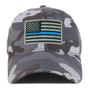 Armycrew Thin Blue Line American Flag Embroidered Patch Camo Baseball Cap