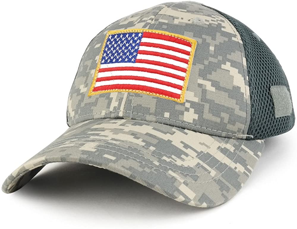 Armycrew USA Gold American Flag Embroidered Patch Low Crown Adjustable Tactical Mesh Cap