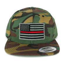 Flexfit Patriotic American Flag Patch Flat Bill Snapback Cap - Camo