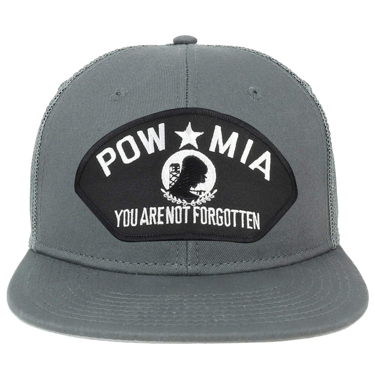 Armycrew Oversize XXL POW MIA Not Forgotten Large Patch Flatbill Mesh Snapback Cap