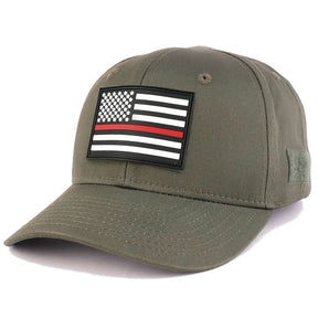 Thin RED Line USA Flag 3-D Rubber Tactical Patch Adjustable Structured Operator Cap