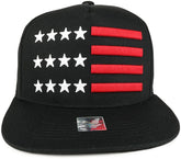 Armycrew USA 3D Flag Cotton Flat Bill Snapback Cap