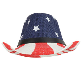 Armycrew US American Flag Pattern Straw Patriotic Cowboy Hat