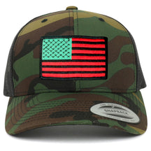 Armycrew American Flag Patch Snapback Trucker Mesh Cap - Camo