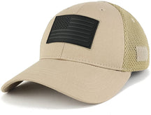 Armycrew US American Flag Black 3-D Rubber Tactical Patch Low Crown Adjustable Mesh Cap