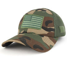 Armycrew US American Flag Olive Embroidered Patch Low Crown Adjustable Tactical Mesh Cap