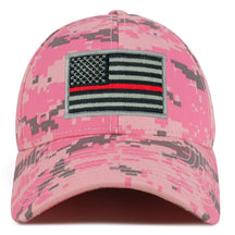 Armycrew Thin Red Line American Flag Patch Camouflage Structured Baseball Cap - PKD