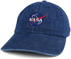 Armycrew NASA Insignia Low Profile Denim Garment Washed Adjustable Cap