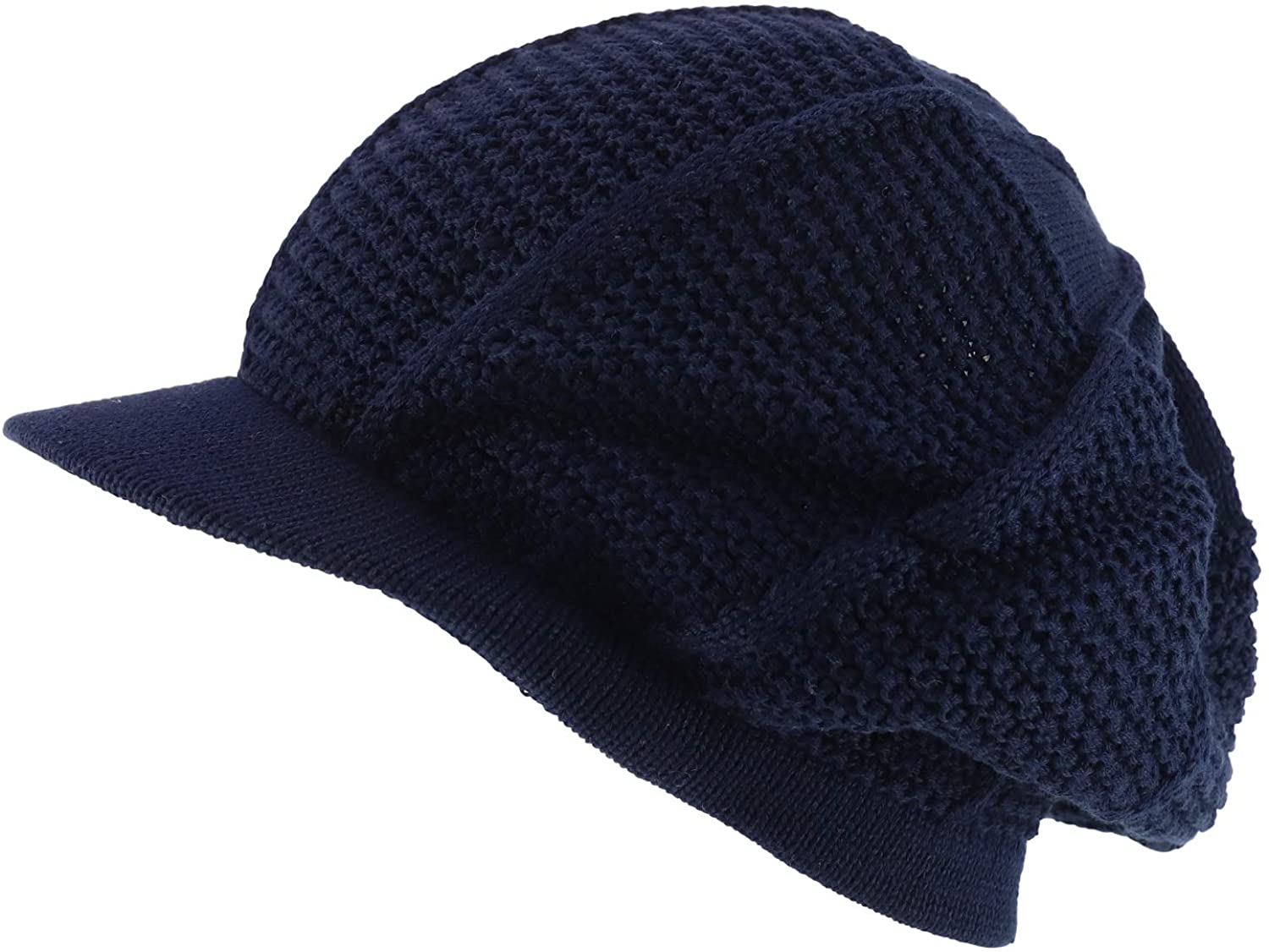 Armycrew RGY Striped Jamaica Rasta Visored Beanie - 100% Cotton Deep Crown Knit Hat - Free Shipping