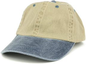 Armycrew Low Profile Blank Two-Tone Washed Pigment Dyed Cotton Dad Cap - Khaki Black