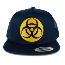 Armycrew 5 Panel Biohazard Circular Yellow Black Embroidered Patch Flat Bill Mesh Snapback