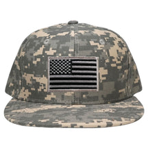Armycrew Flat Bill Digital Camo American Flag Patch Snapback Cap - ACU - Black Grey