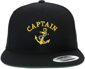 Armycrew Flexfit Oversize XXL Captain Anchor Logo Embroidered Structured Flatbill Snapback Cap
