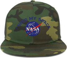 Armycrew Oversize XXL NASA I Need My Space Embroidered Camouflage Flatbill Mesh Snapback Cap