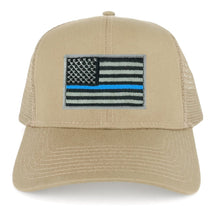 USA American Flag Embroidered Patch Snapback Mesh Trucker Cap - KHAKI