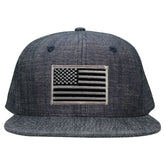 Washed Denim USA American Flag Embroidered Iron on Patch Snapback - BLU - BLACK GREY