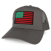 Armycrew XXL Oversize Red Green Black USA Flag Patch Mesh Back Trucker Baseball Cap - Black