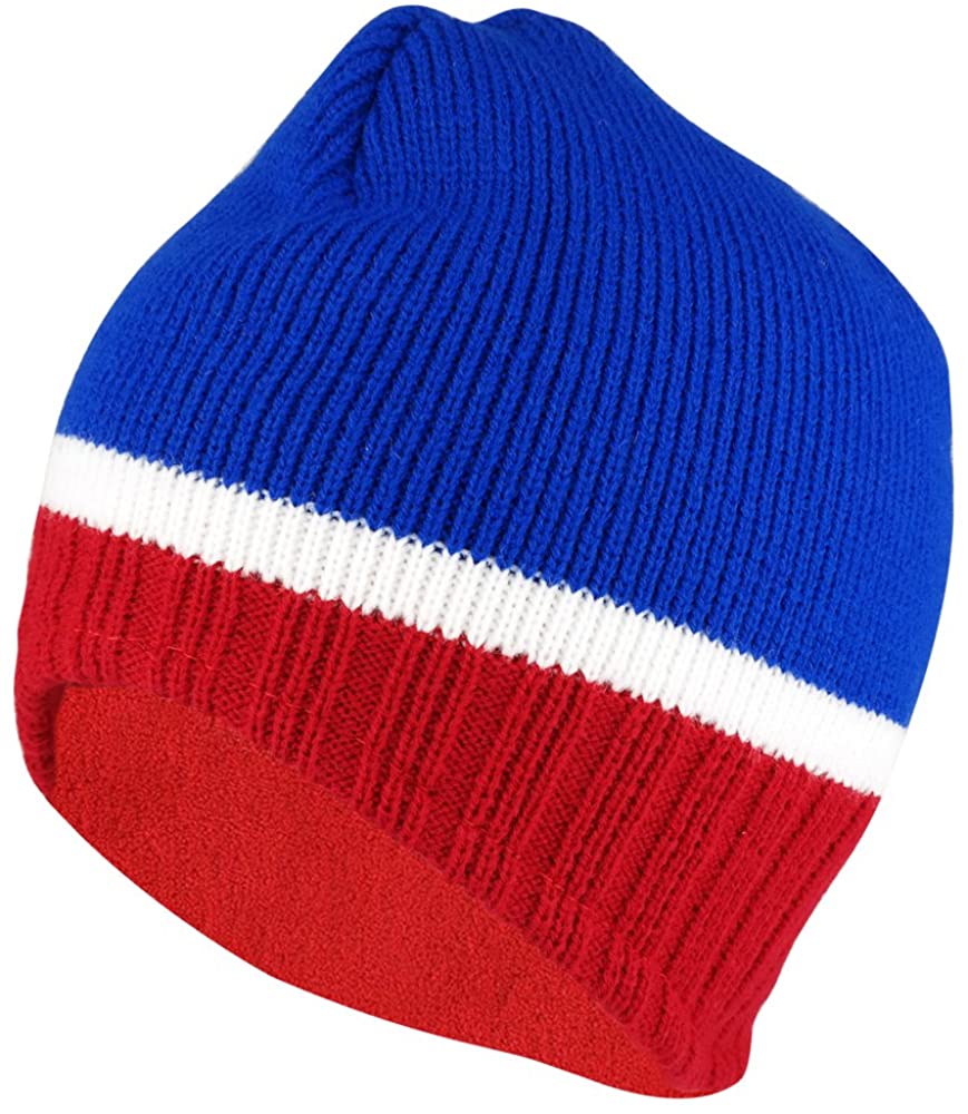 Armycrew Multicolored Fleece Lining Trimmed Acrylic Beanie with Short Earflaps
