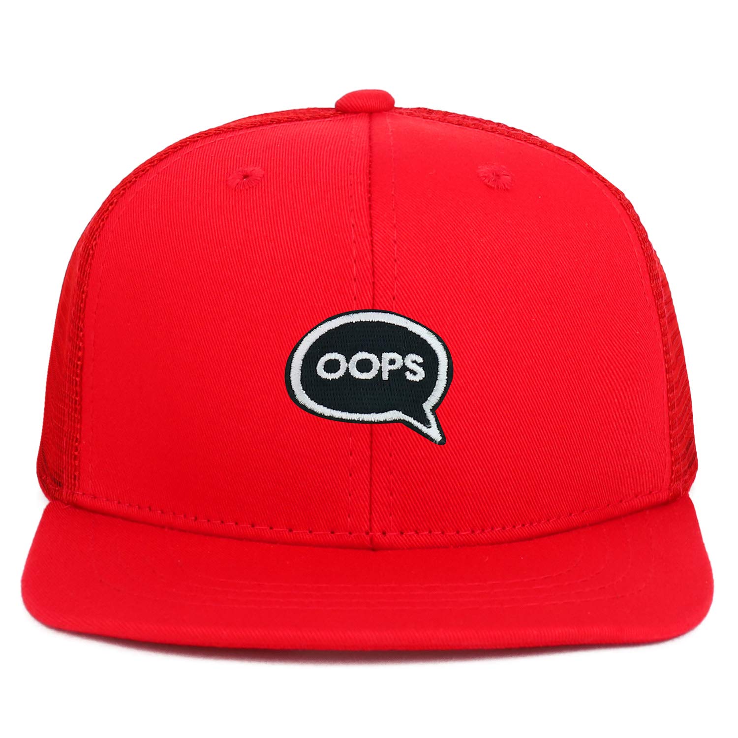 Armycrew Youth Kid's Oops Patch Flat Bill Mesh Back Snapback Trucker Cap