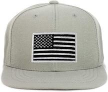 Armycrew Youth Kid Size Black White American Flag Patch Flat Bill Snapback Baseball Cap