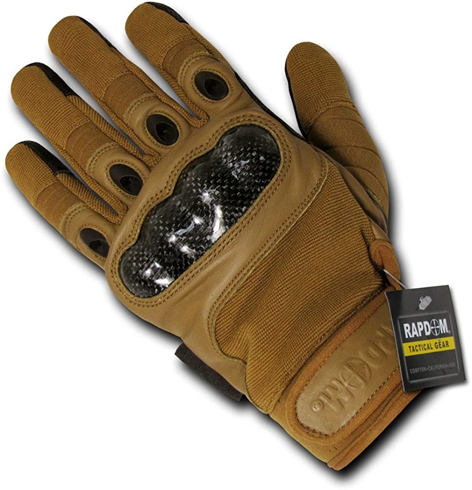 Carbon Fiber Hard Knuckle Premium Leather Glove - Coyote