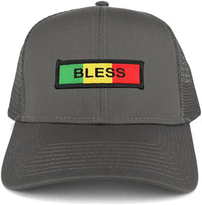 Bless Green Yellow Red Embroidered Iron on Patch Adjustable Trucker Mesh Cap