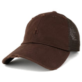 Vintage Distressed Mesh Adjustable Trucker Cap - Brown