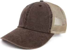 Armycrew Blank Washed Pigment Dyed Twill Unstructured Trucker Baseball Cap