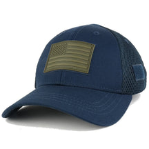 US American Flag OLIVE 2 Rubber 3D Tactical Patch Low Crown Adjustable Mesh Cap
