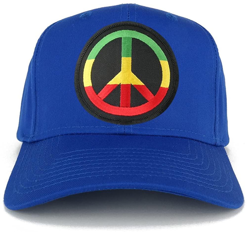 Rasta Peace Symbol Embroidered Iron on Circle Patch Ajustable Baseball Cap