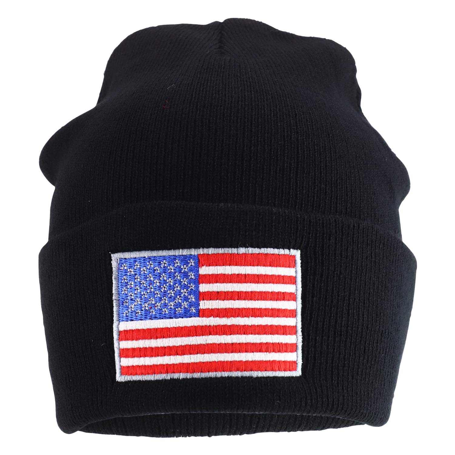 Rapid Dominance USA American Flag Embroidered Acrylic Cuff Folded Beanie Hat
