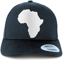 Solid White African Map Embroidered Iron On Patch Mesh Back Trucker Cap